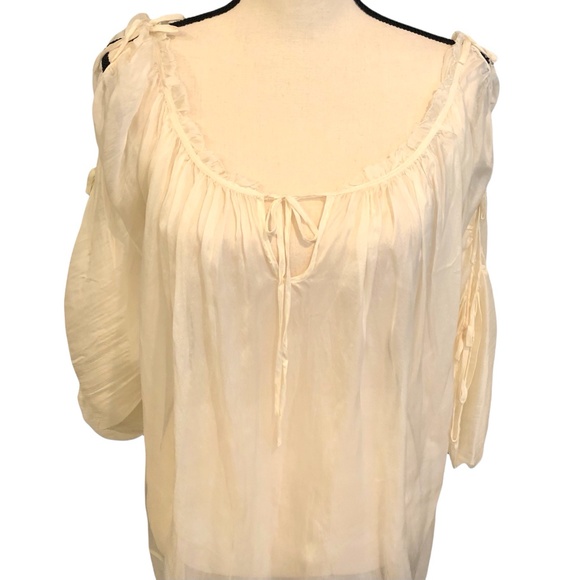 MARC JACOBS CREAM SILK TUNIC W TIES ON THE SLEEVES - Picture 2 of 15